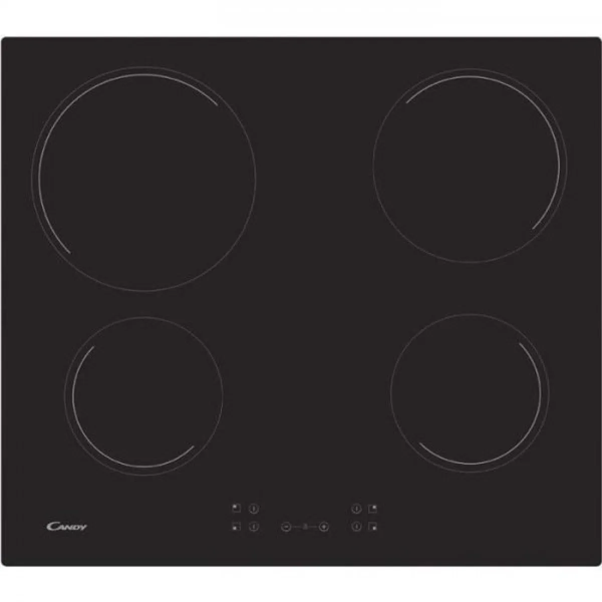 Plaque de Cuisson - Vitroceramique CANDY CH64CCB - 4 zones - 6500 W - L 56 x P 49 cm - Revetement verre - Noir