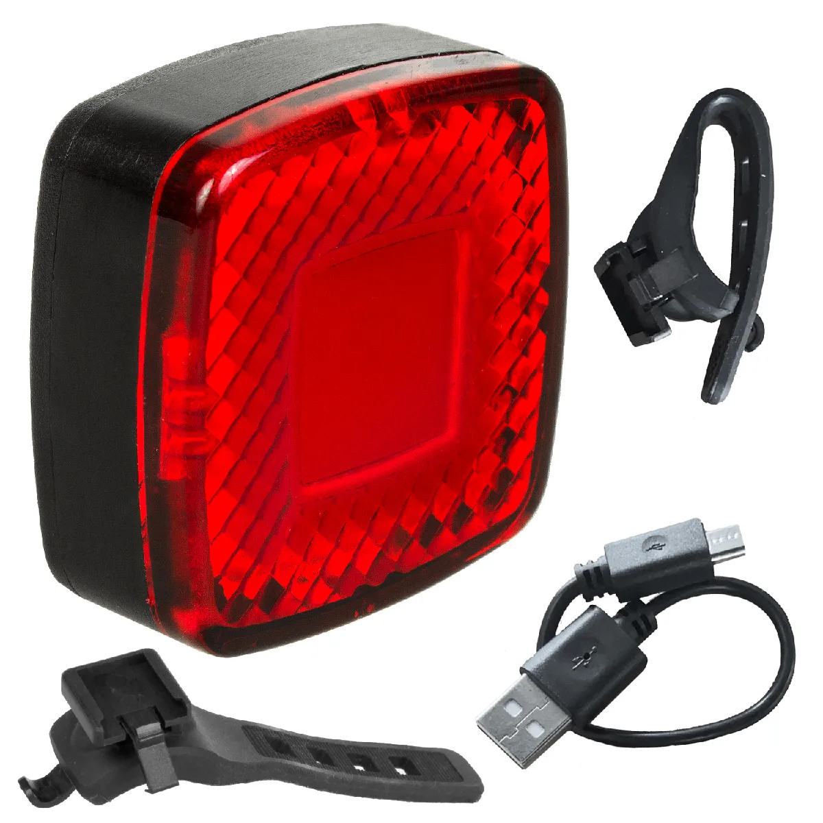 Lampe vélo arrière Maclean MCE355 LED 3 modes 37x37x16mm