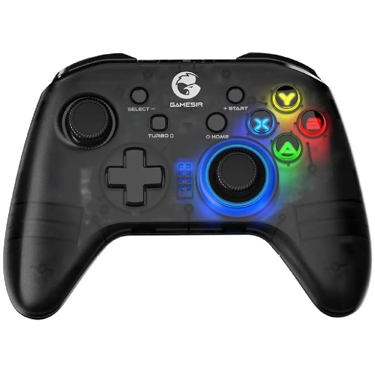 Manette de jeu sans fil GameSir T4 pro pour Windows 7 8 10 PC/iOS/Android/Switch, manette de jeu pour téléphone portable Bluetooth Dual Shock USB pour jeux Apple Arcade MFi, rétroéclairage LED semi-transparent(noir)