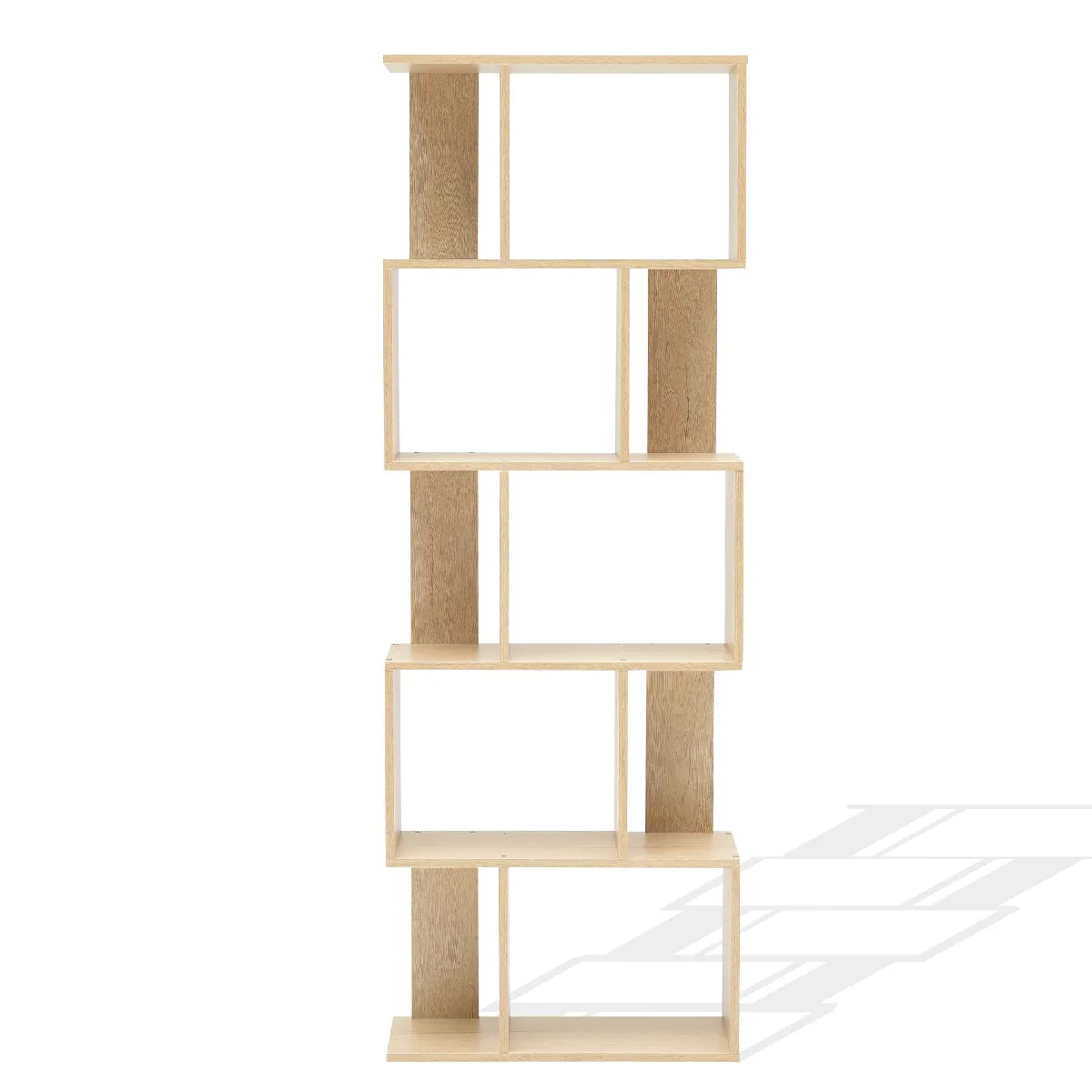 Bibliotheque Etageres Bois Beige Design Moderne 172,5x60x24