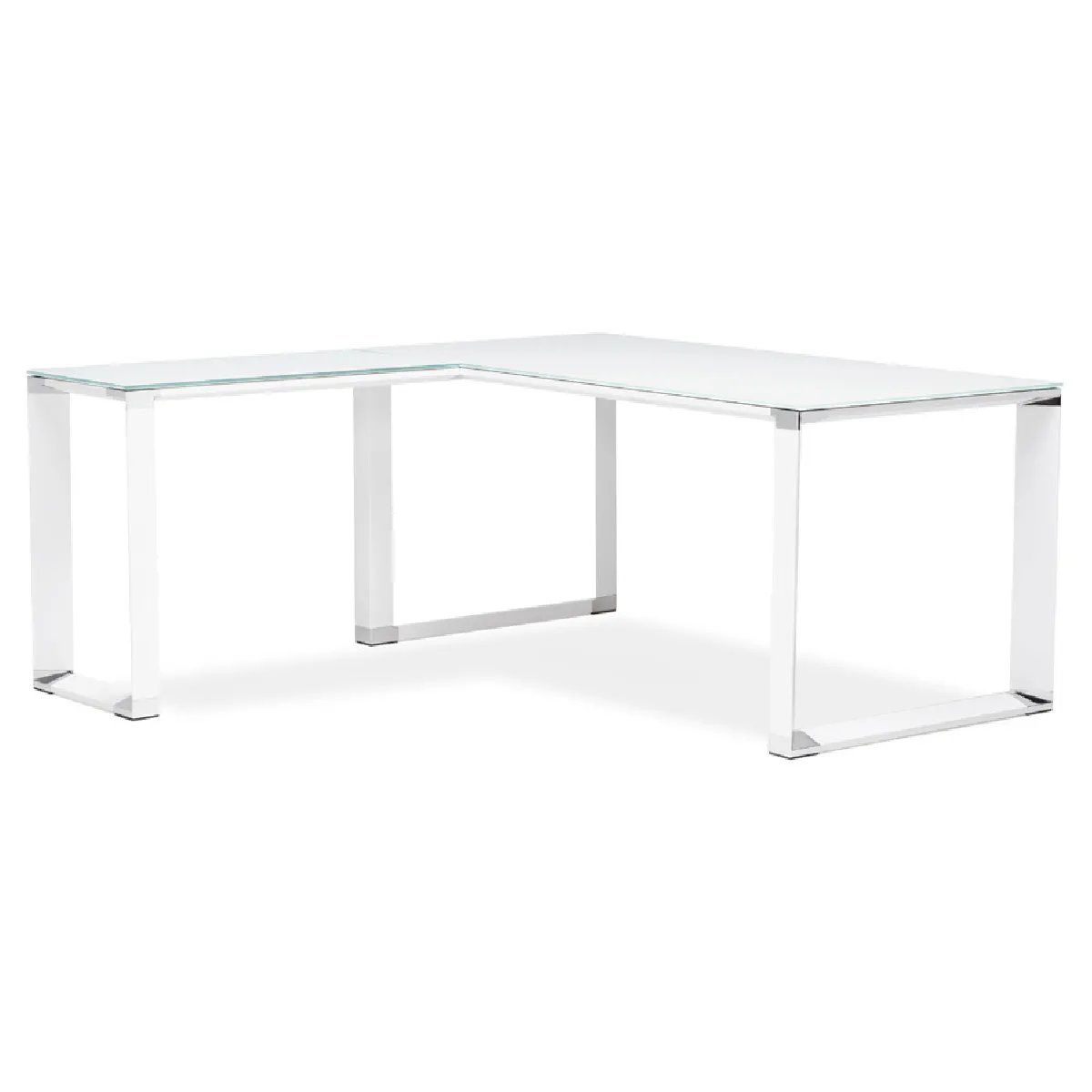 Bureau de direction en angle design 'XLINE' en verre blanc (angle au choix) - 160 cm