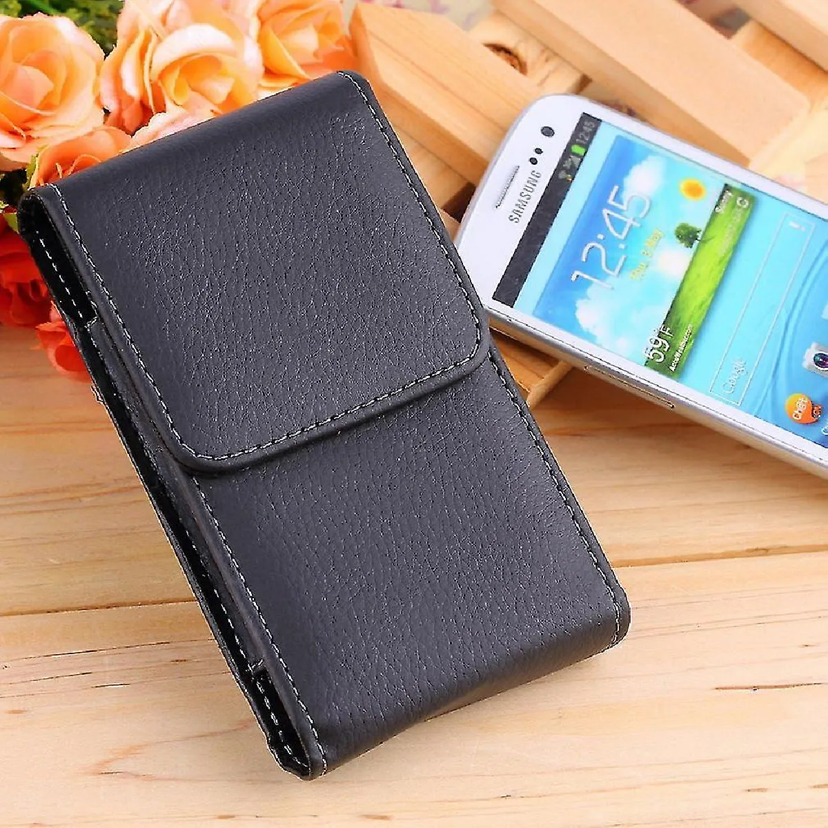 Yyh Pu Leather Holster Pouch Phone Telephone Cover Celt Clip pour Samsung S3 / S4