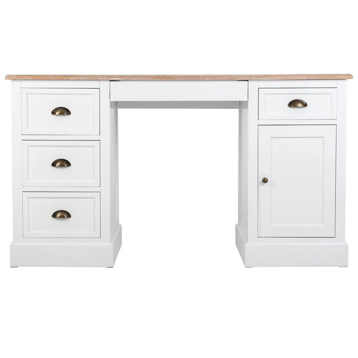 Table de bureau, meuble du bureau en bois coloris blanc, naturel - Longueur 140 x Profondeur 60 x Hauteur 78,5 cm