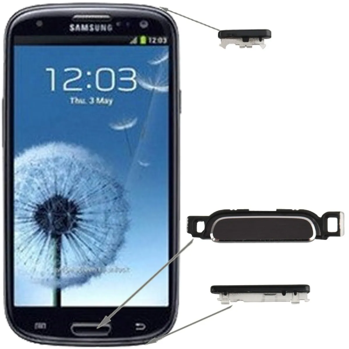 Pour Samsung Galaxy SIII / noir i9300 Accueil Clé + Touche d'alimentation + de volume