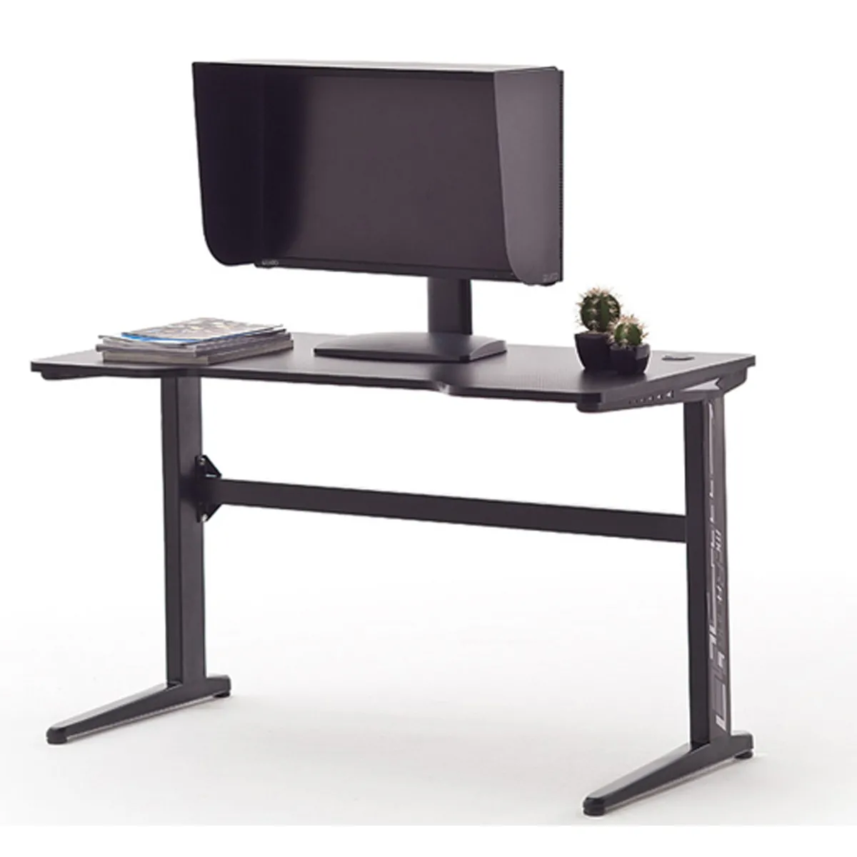 Bureau d'ordinateur avec LED coloris noir - Longueur 120 x Hauteur 73 x Profondeur 60 cm