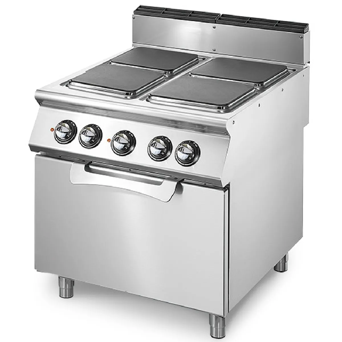 Cuisinière électrique sur four électrique statique GN 2/1, 4 plaques carrées en fonte- Virtus - VS7080CFEQ