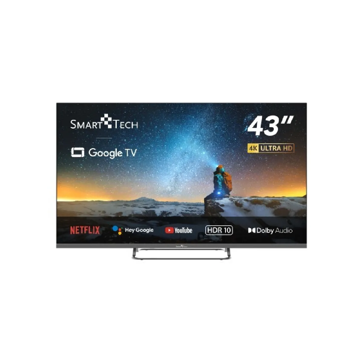 Smart Tech TV 4K UHD 43" (108 cm) 43UG02V, Smart TV Google TV, HDMI, USB, HEVC, Dolby Audio, HDR 10, CHROMESCAST, Google Assistant