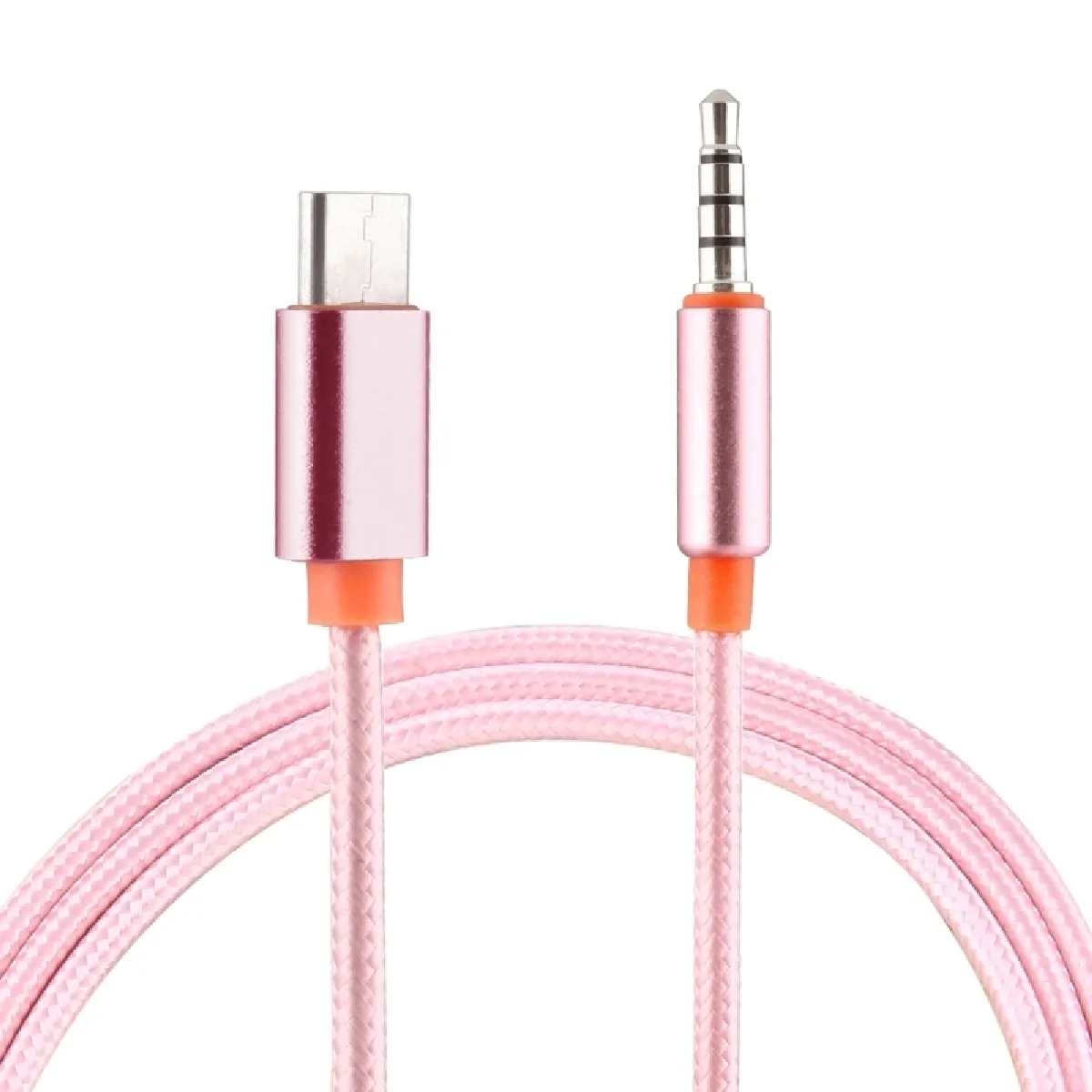 Câble rose pour Samsung Galaxy S8 & S8 + / LG G6 / Huawei P10 & P10 Plus / Xiaomi Mi6 & Max 2 et autres Smartphones 1m Weave Style USB-C / Type-C Mâle à 3.5mm Audio Mâle,