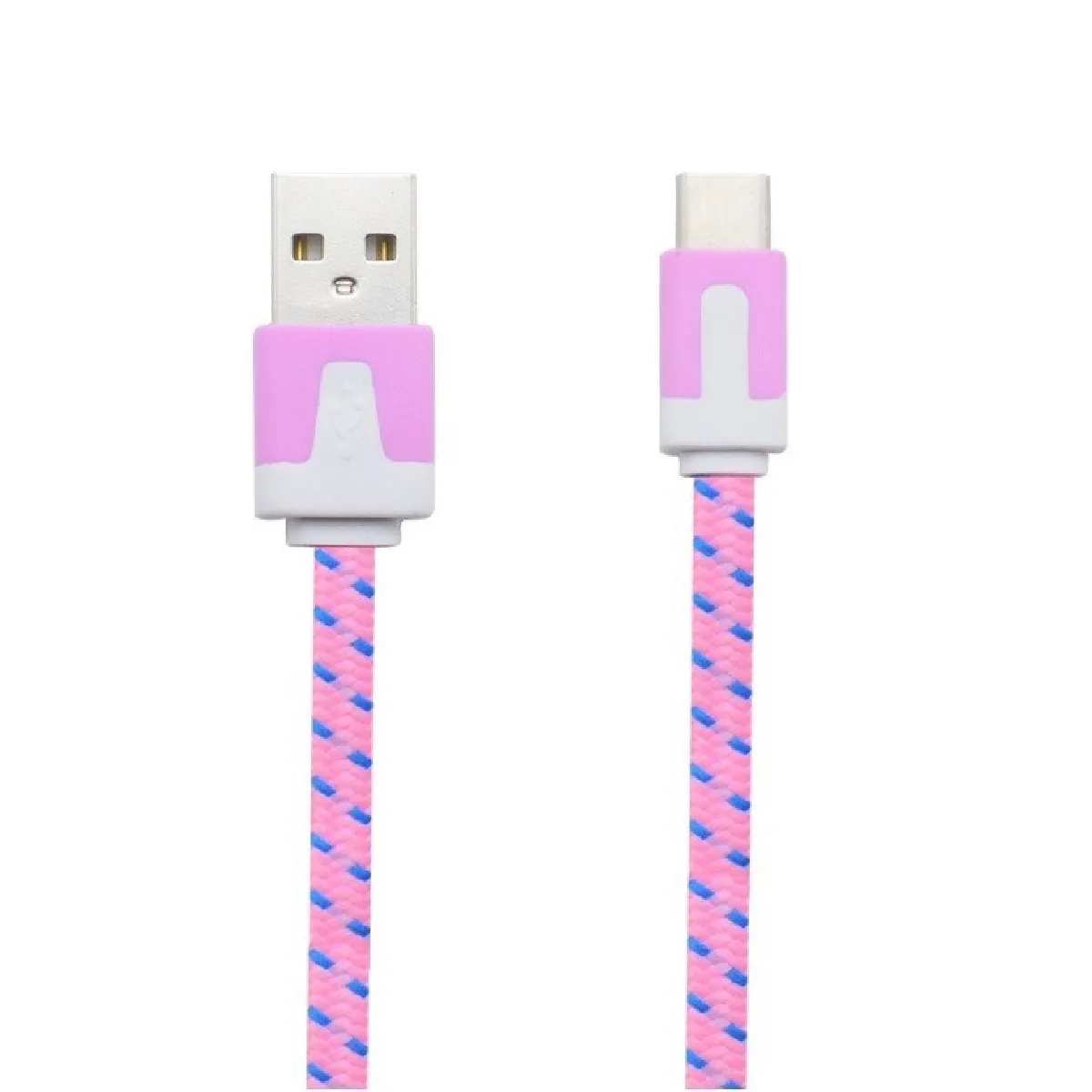 Cable Noodle Type C Pour BLACKBERRY Key 2 Chargeur Android USB 1,5m Connecteur Tresse (ROSE PALE)