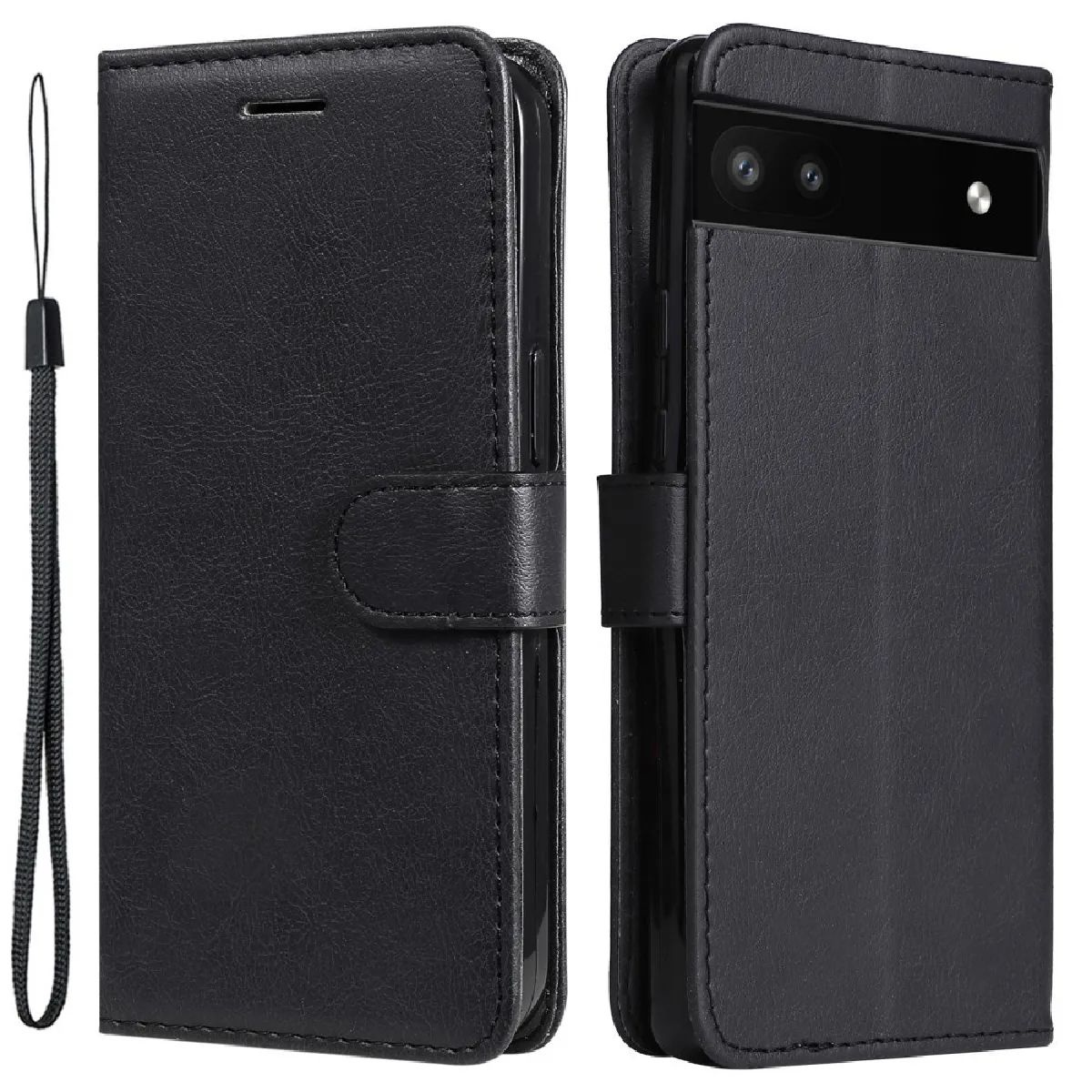 Housse pour Google Pixel 6a 5G - etui coque pochette portefeuille + film ecran - NOIR