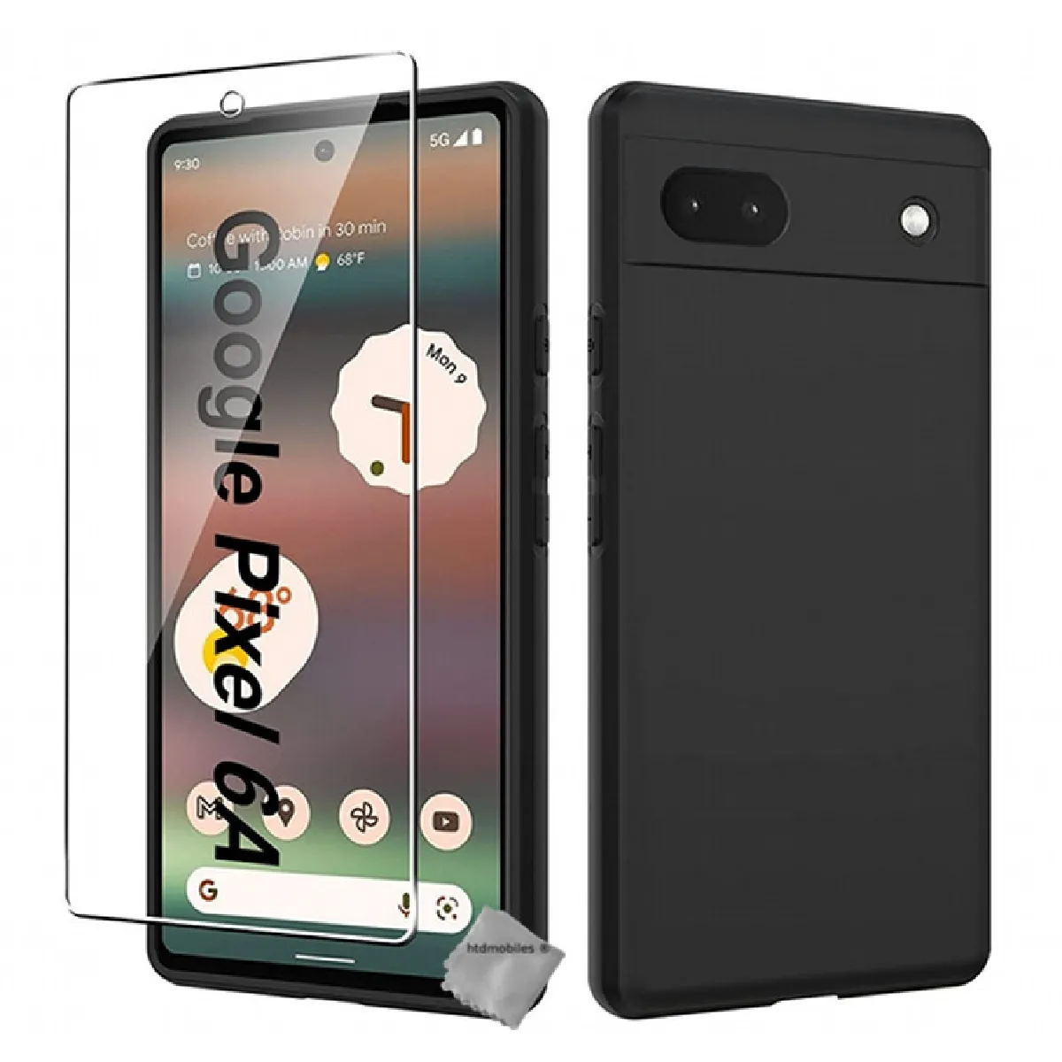 Coque pour Google Pixel 6a 5G - housse etui silicone gel fine + film ecran - NOIR