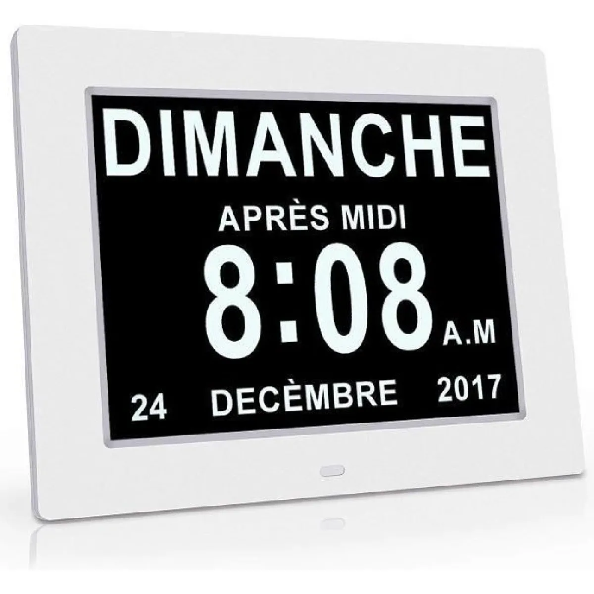 Horloge Calendrier avec Date Jour Heure Alarme Auto Dimming pour Les Personnes Âgées - Alzheimer et Les Enfants-Blanc L60759