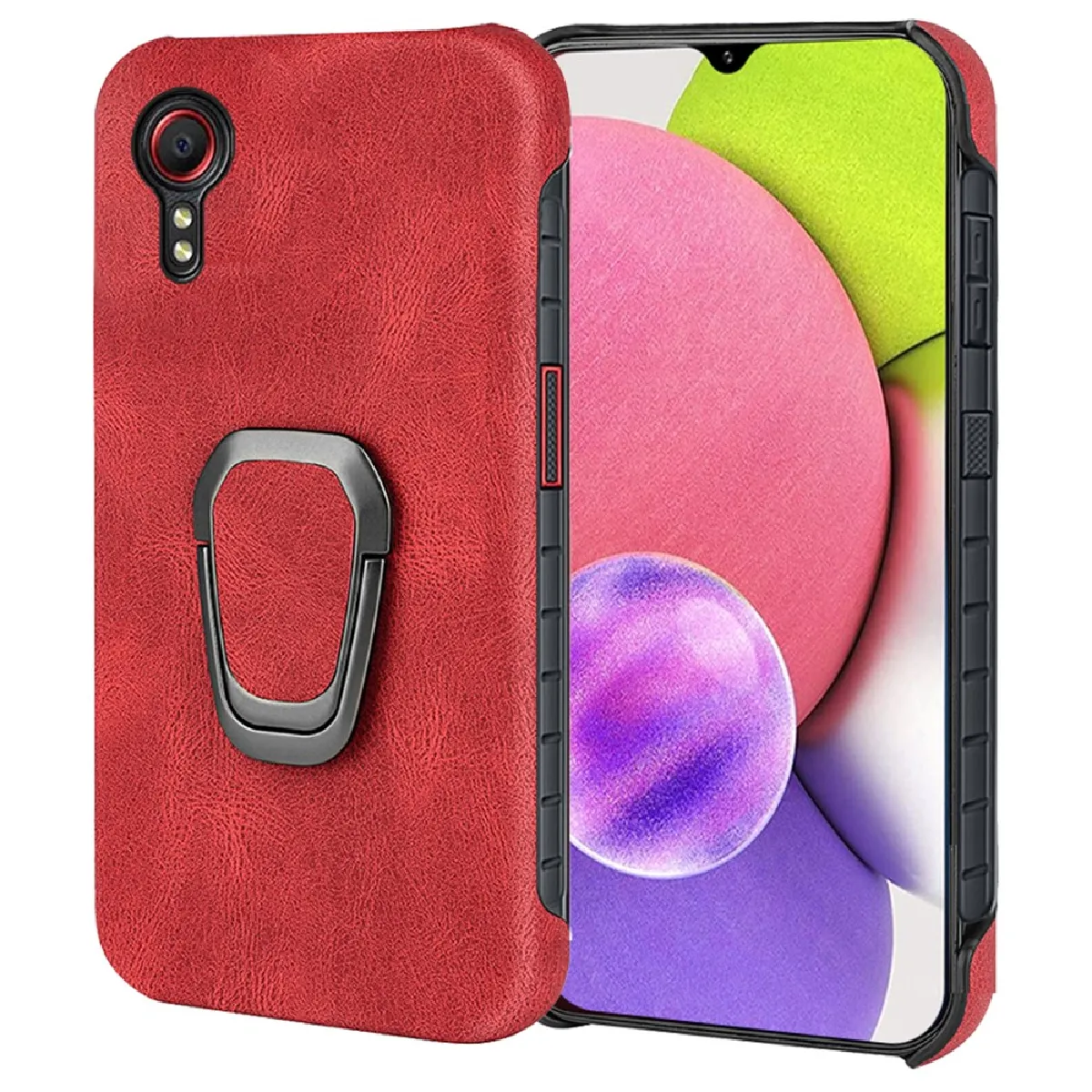 Coque en TPU + PU anti-dérapant avec béquille rouge pour votre Samsung Galaxy Xcover 5/Xcover 5s