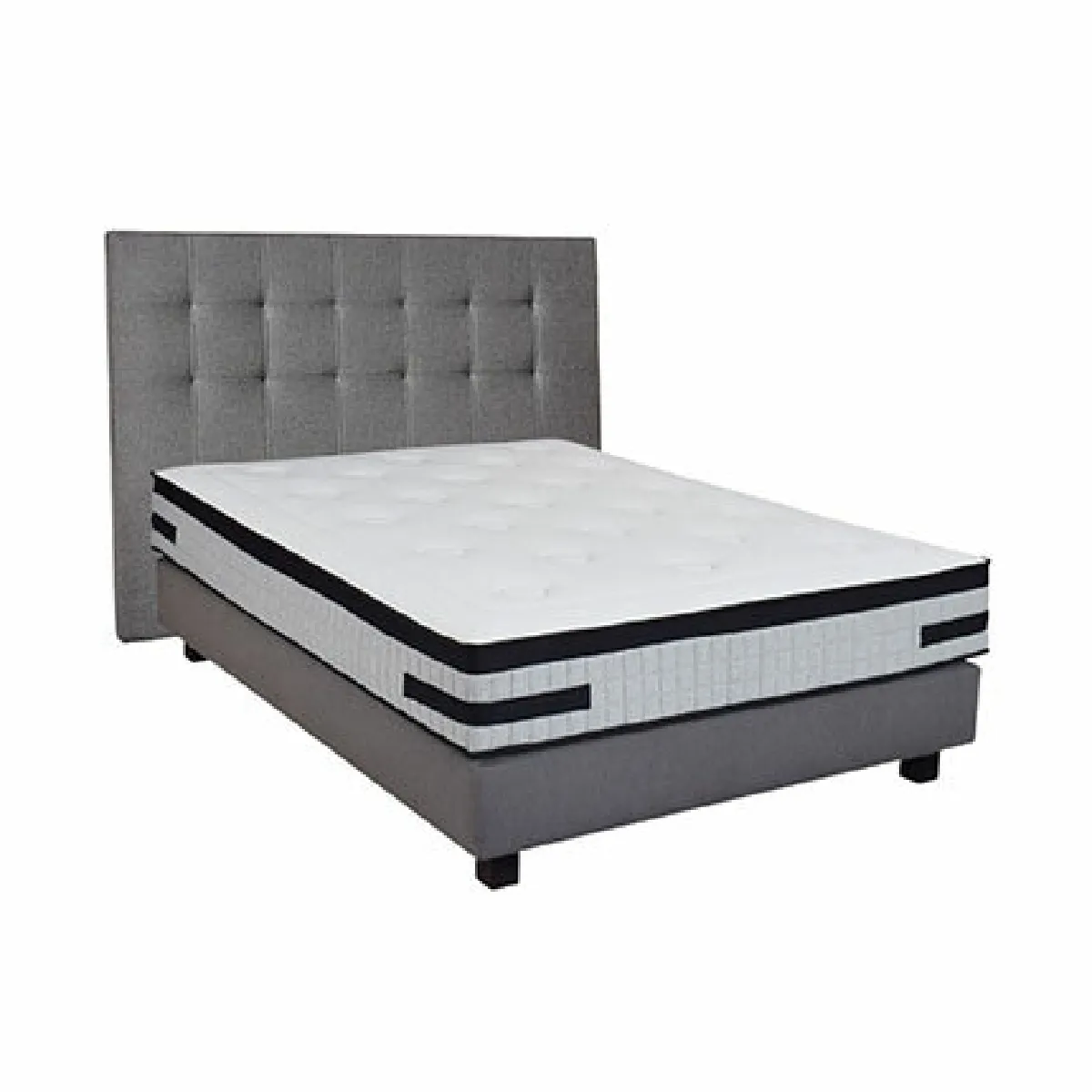 Ensemble matelas 140x200 + sommier + tête de lit gris CONFORTLUXE