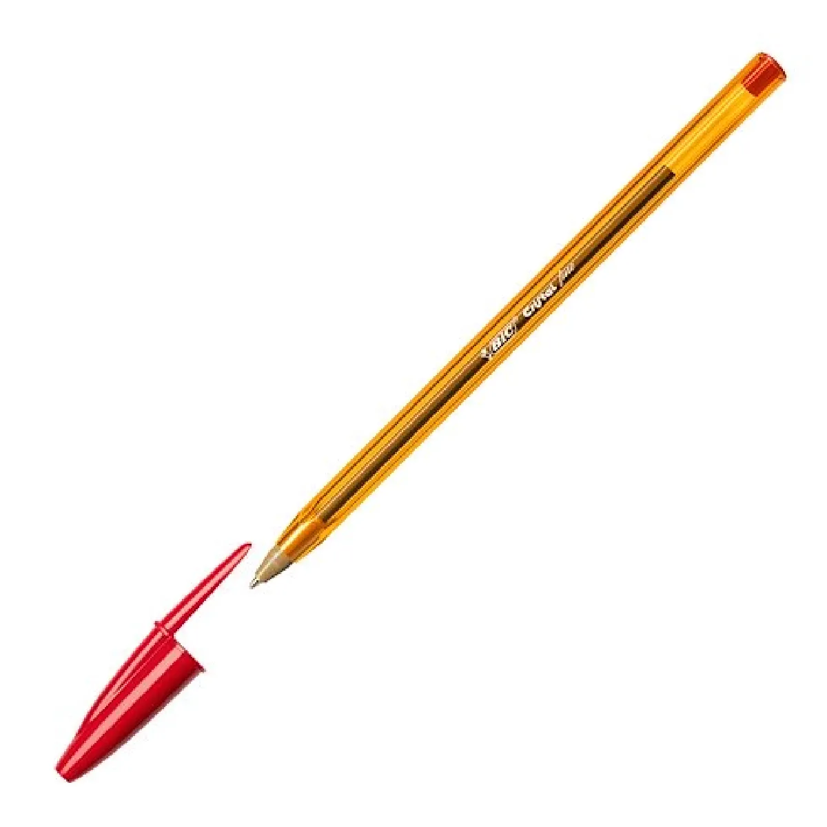 Stylo bille Bic Cristal Original Fine à capuchon pointe 0,8 mm - écriture fine - rouge - Lot de 50