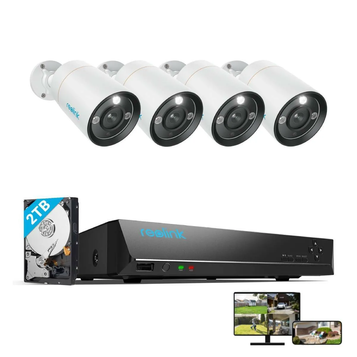 Reolink Kit Vidéo Surveillance avec 12MP 4X Bullet Caméra IP PoE et 8CH 2To NVR, Détection Personne/Véhicule, Vision Nocturne 30m avec Audio