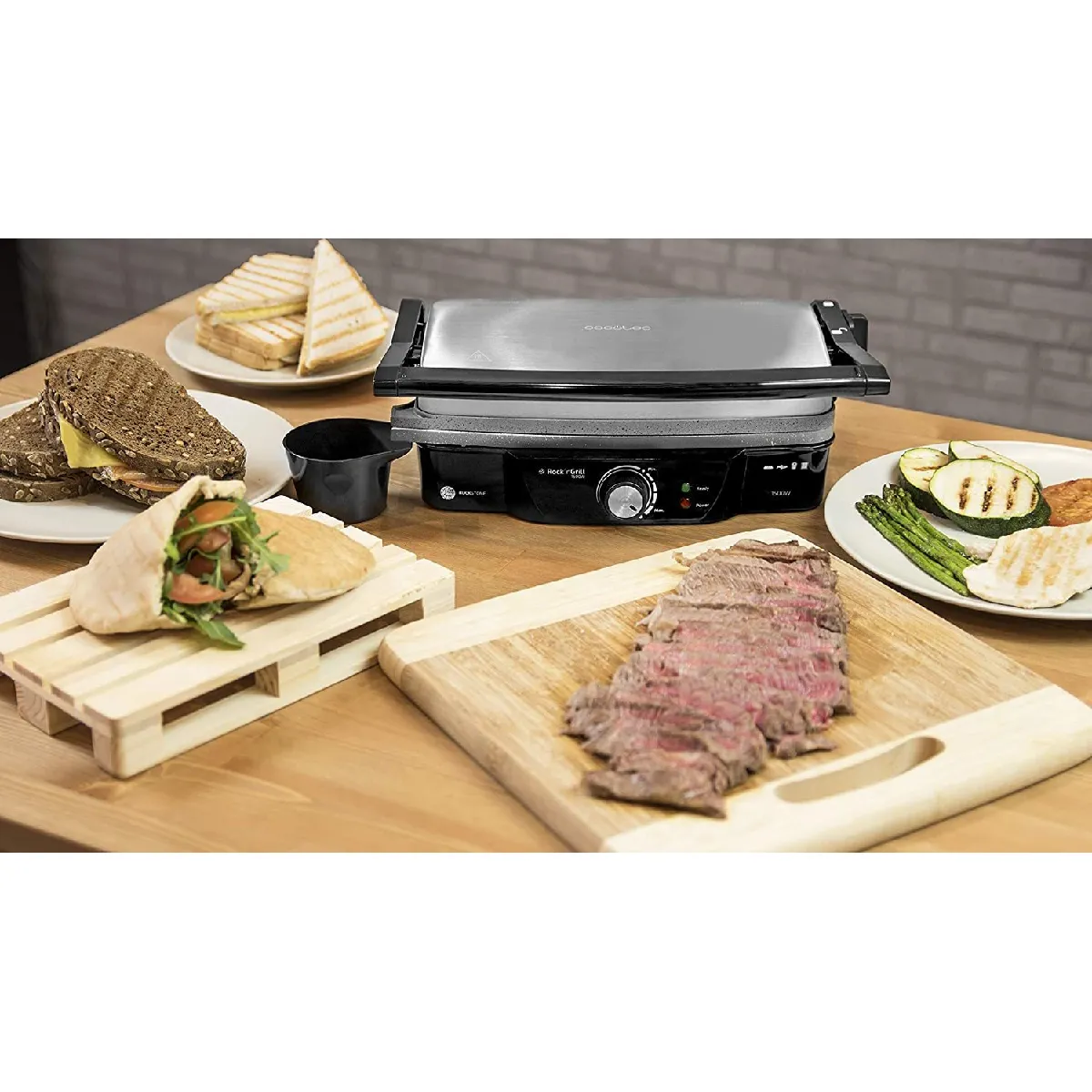 Grill électrique Panini Sandwich 1500W noir gris