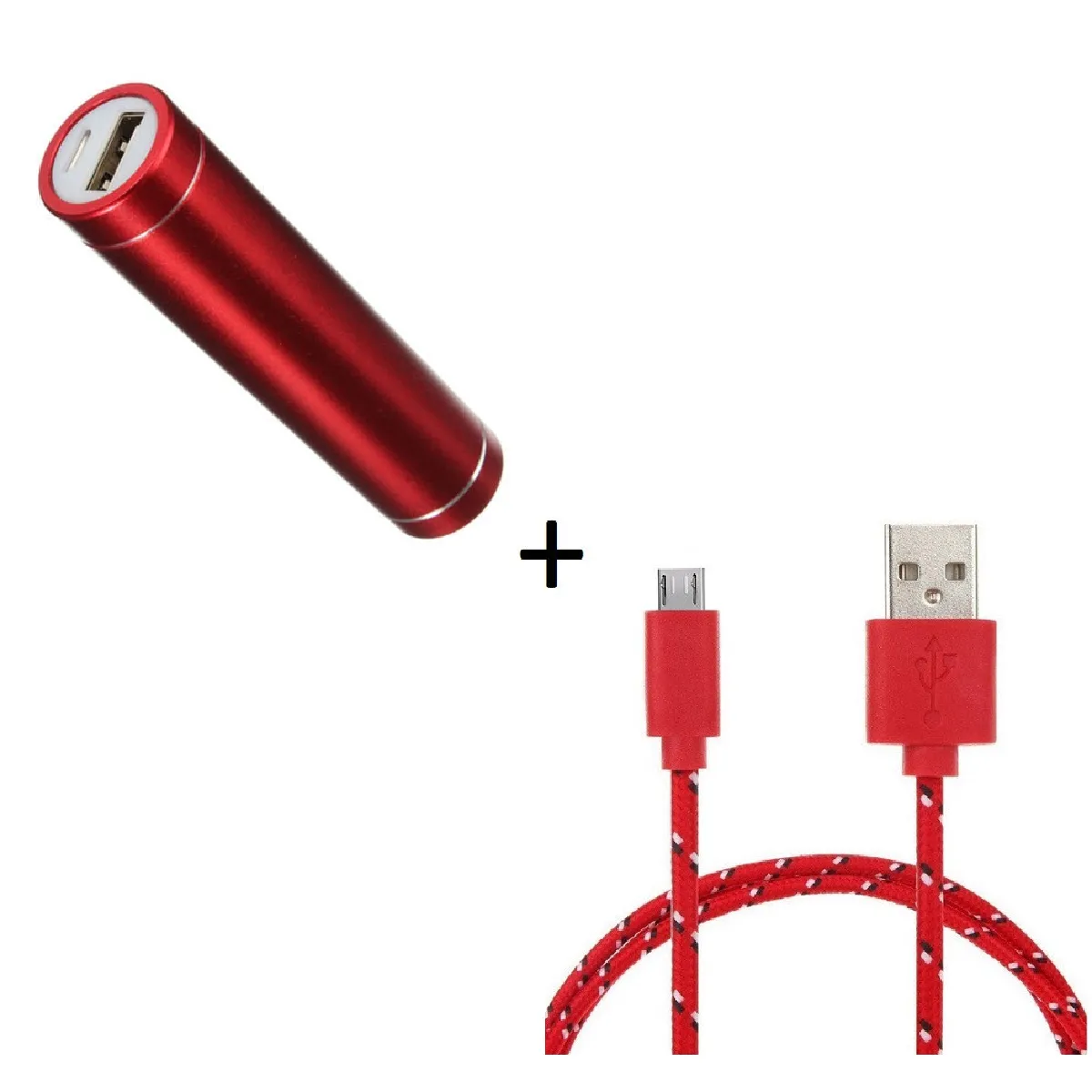 Pack Batterie pour HUAWEI MediaPad M3 Smartphone Micro USB (Cable Tresse 3m + Batterie Chargeur Externe) Android 2600mAh (ROUGE)