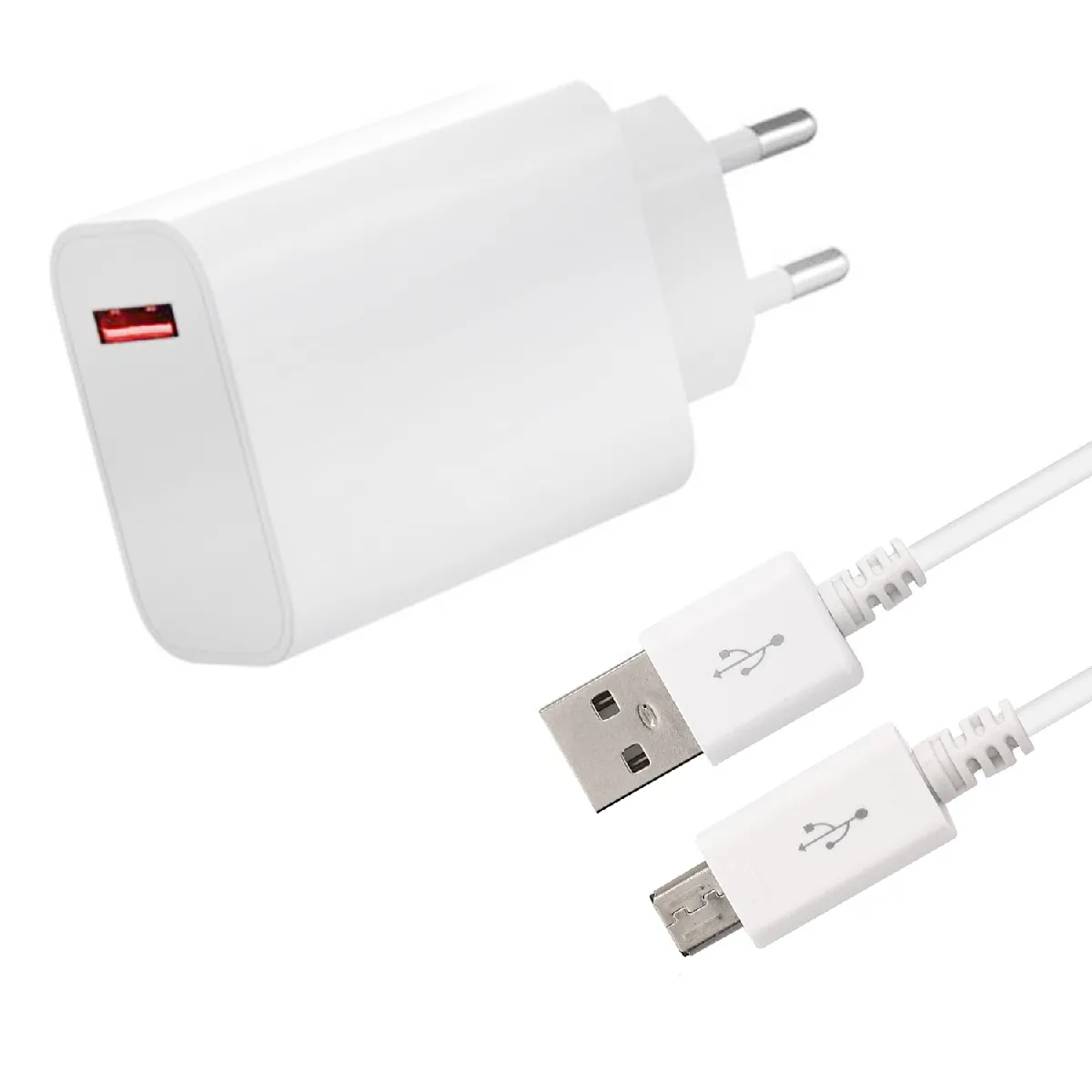 Chargeur Secteur Rapide USB2 33W + Cable USB pour Xiaomi Redmi 5 Plus 5.99"/Xiaomi Redmi Note 5 5.99" - Blanc - Visiodirect -