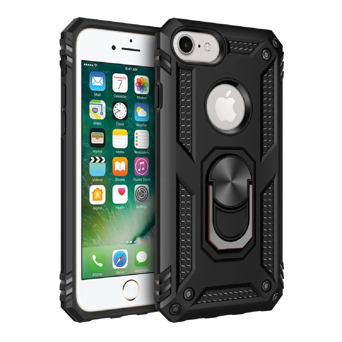 Coque en TPU armure hybride avec béquille noir pour votre Apple iPhone 6/7/8 4.7 pouces