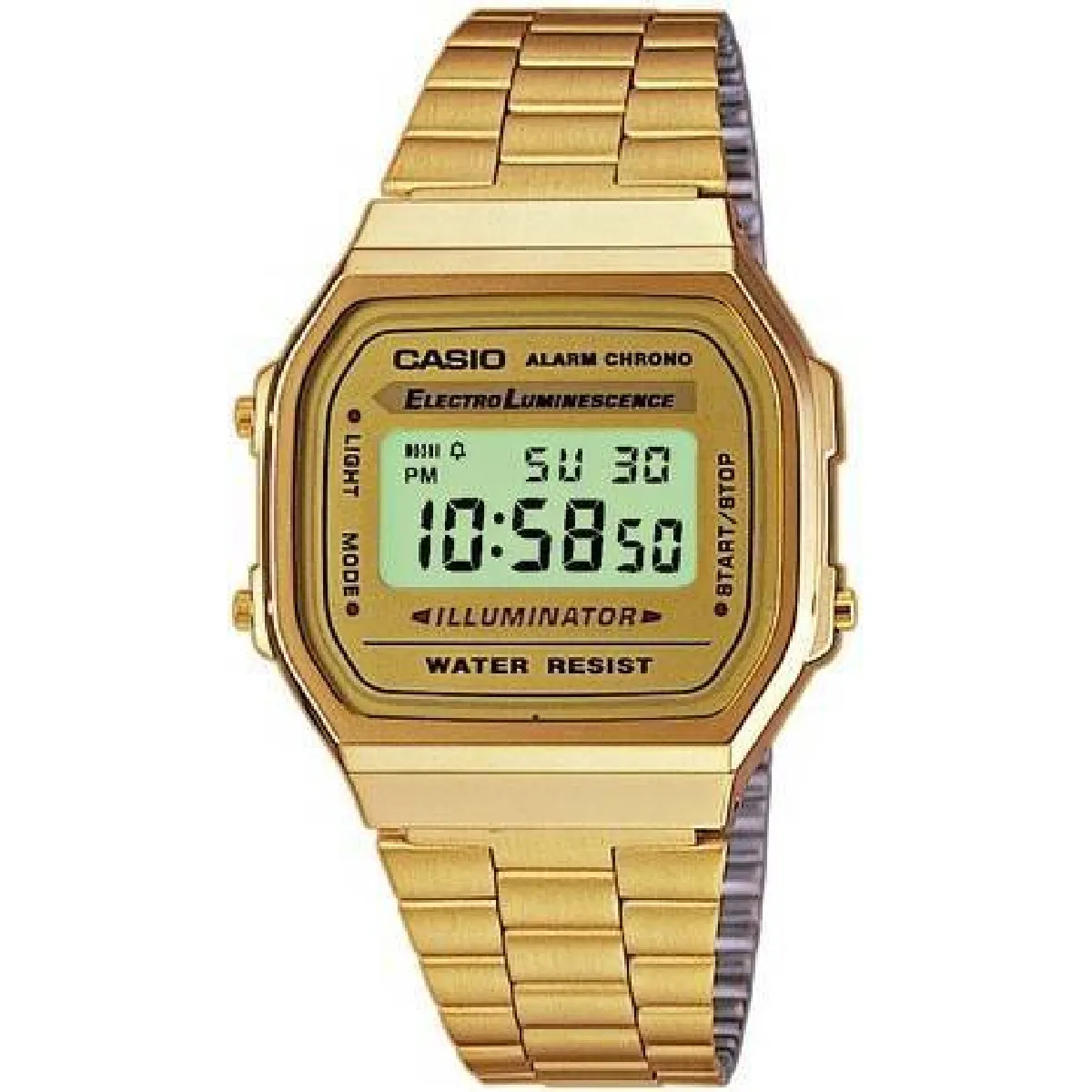 Montre Casio Vintage Digitale A168WG-9EF dorée bracelet acier plaqué or