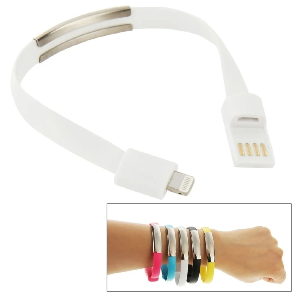 Câble blanc pour iPhone 6 et 5S & 5C 5, Longueur: 24cm de chargement de données de synchronisation de bracelet portable,