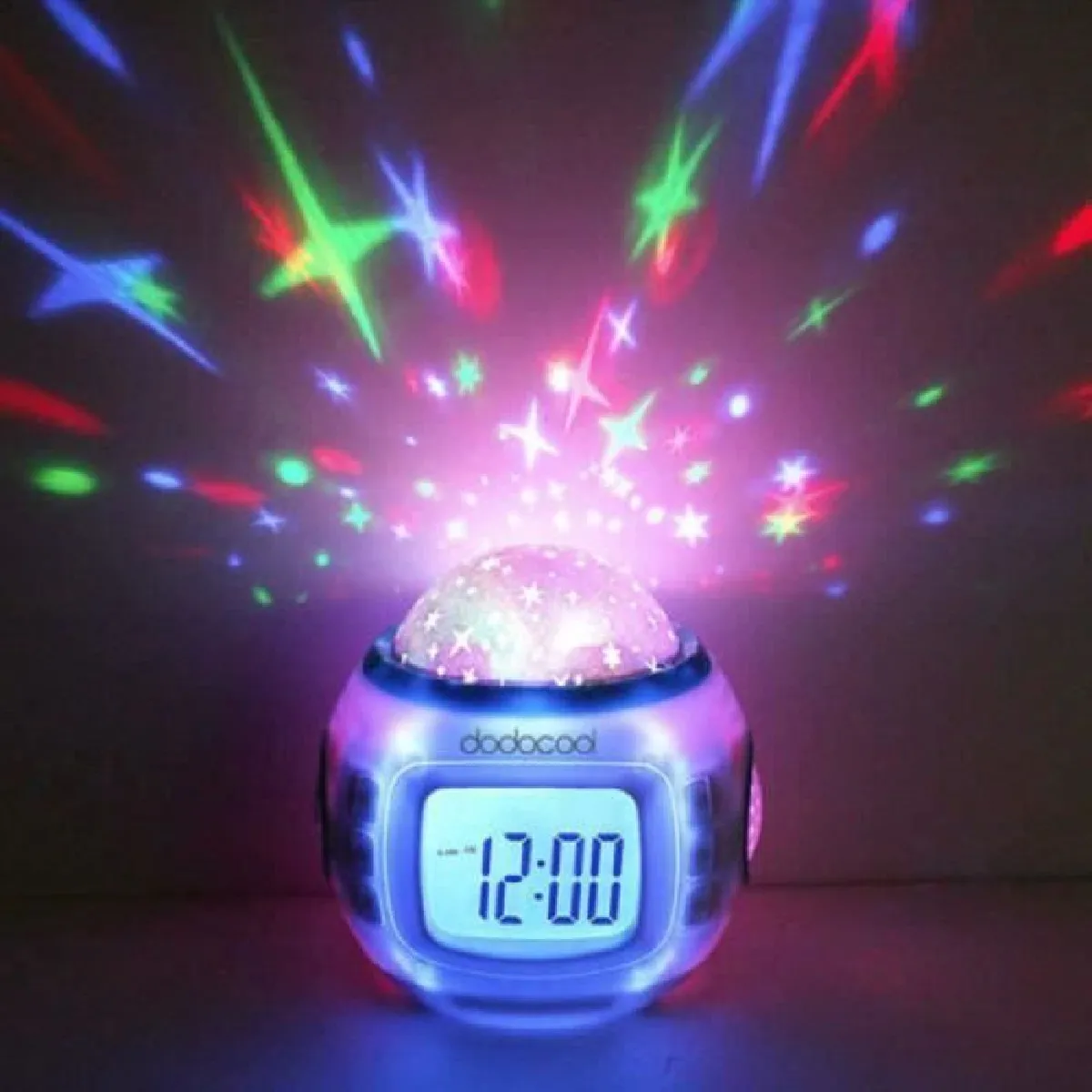 Projecteur Radio Réveil étoile LED LCD Alarm Musique Thermomètre Pr Cateau Noël Ciel étoilé LED reveil pour les enfants MKK74