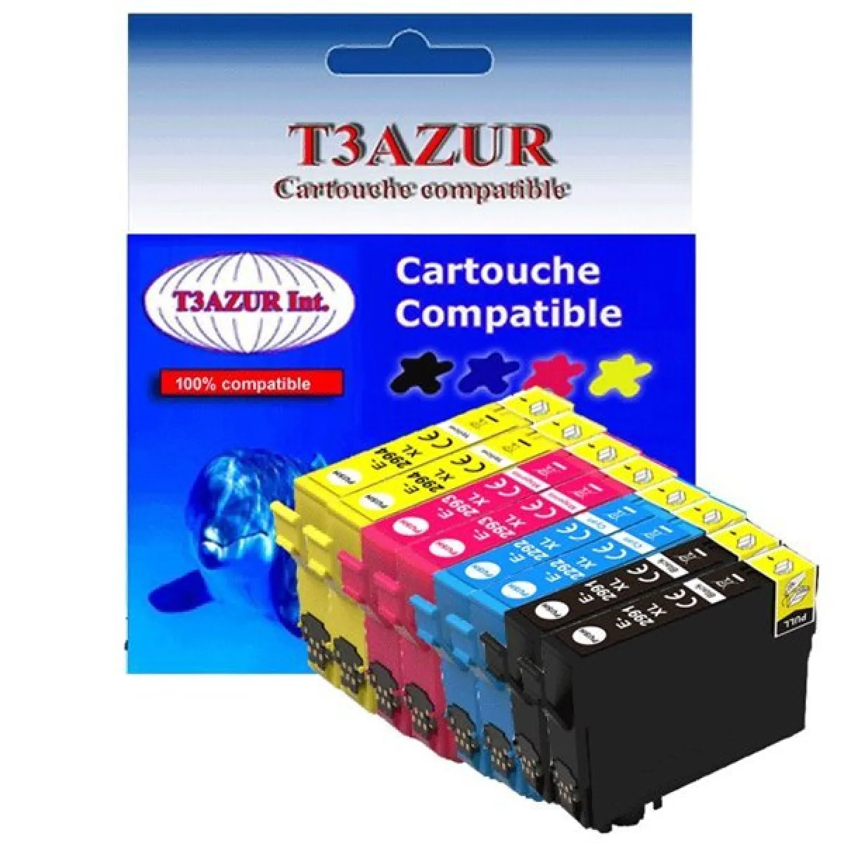 T3AZUR 8 cartouches d'encre compatibles 29XL pour Epson Expression Home XP345, XP352, XP 345, XP 352