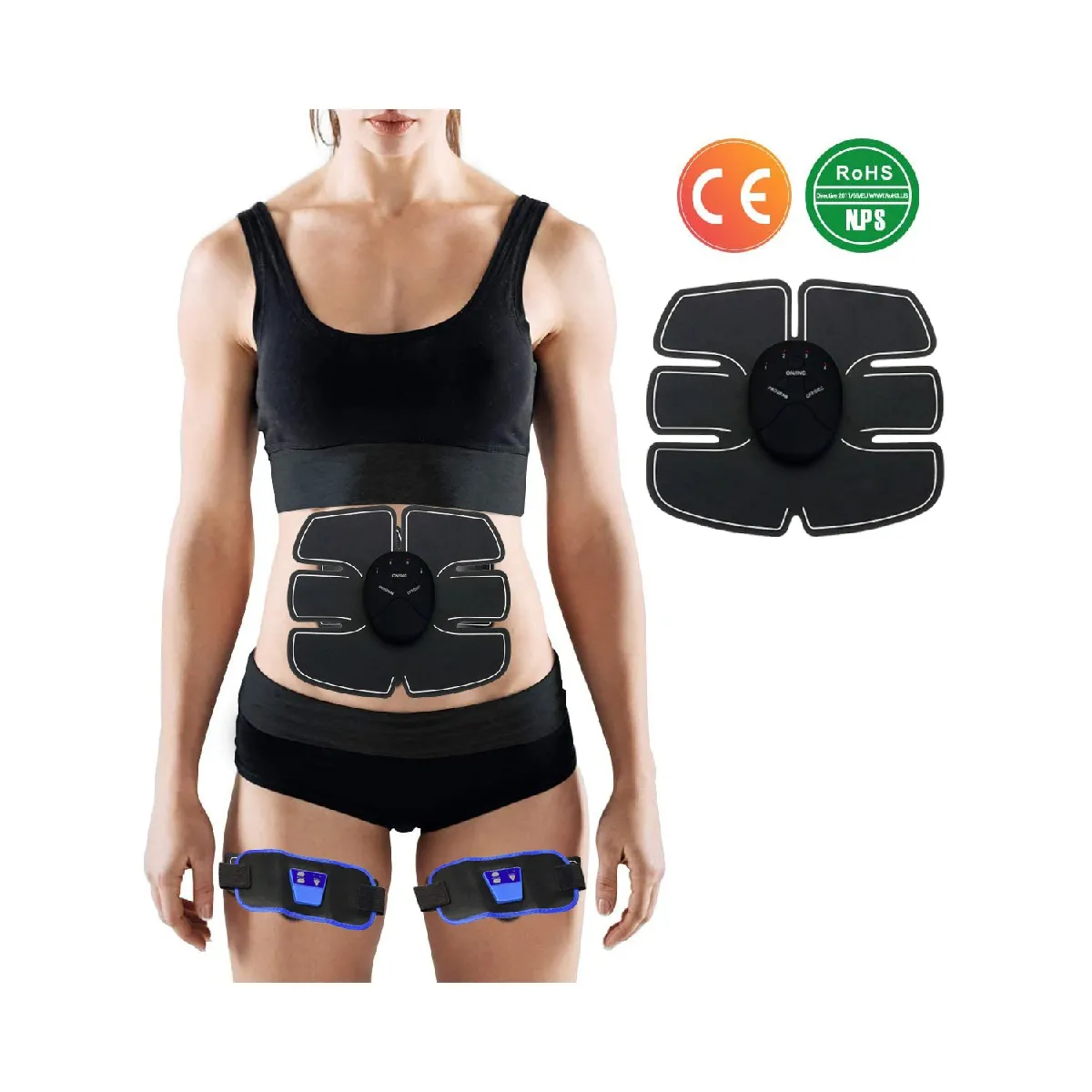 Abgymnic Electrostimulateur Musculaire Ceinture Abdominale Electrostimulation EMS Stimulateur Homme Femme Entrainement Bras Jambes Accessoires sport connecte Rue du Commerce