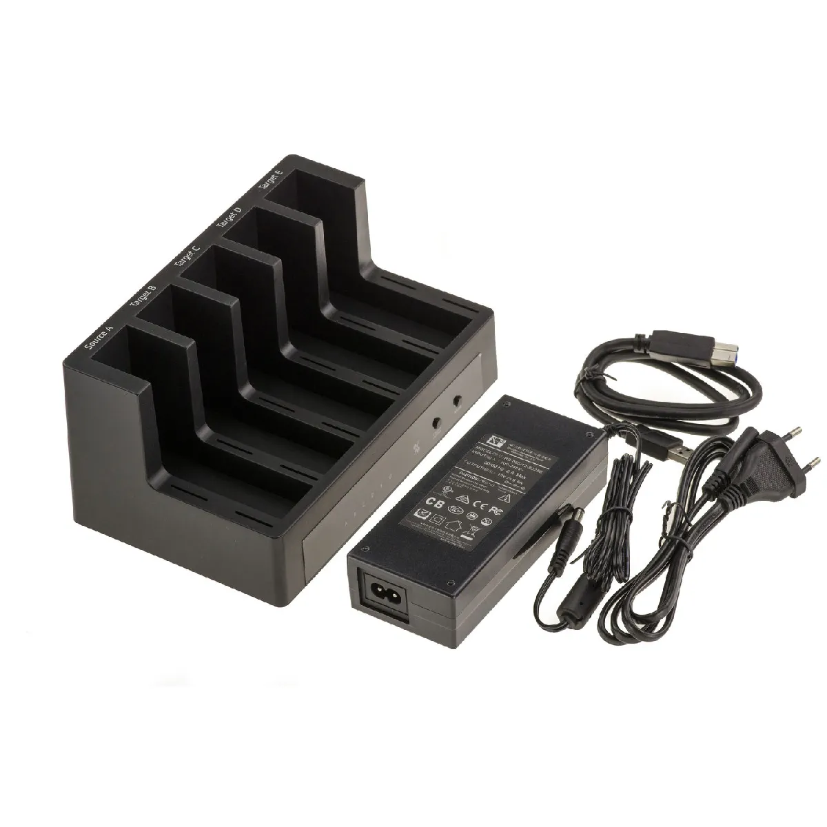 Docking Station. Dock pour 5 DISQUES SATA 2.5 ou 3.5 Liaison USB3 avec FONCTION CLONAGE. USB 3.0 5G, alimentation externe 6.5A.