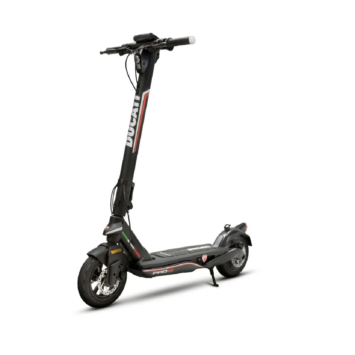 Trottinette DUCATI PRO3 AS clignotants Cadre Magn Moteur 350W 18,9Nm Pneu 10'' Tubeless Frein Avt et Arr à disque 17,5kg Batt 36V13Ah 468Wh Bluetooth IPX5