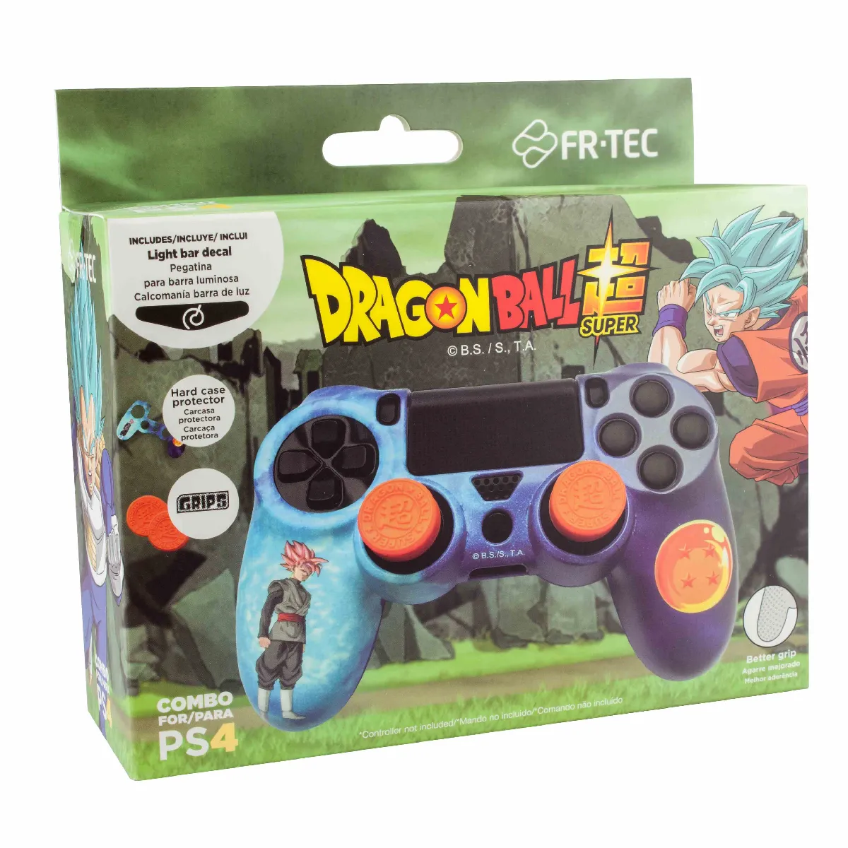 Dragon Ball z Licence officielle - Peaux de silicone - Poignées de pouce - Stickers à LED - PS4