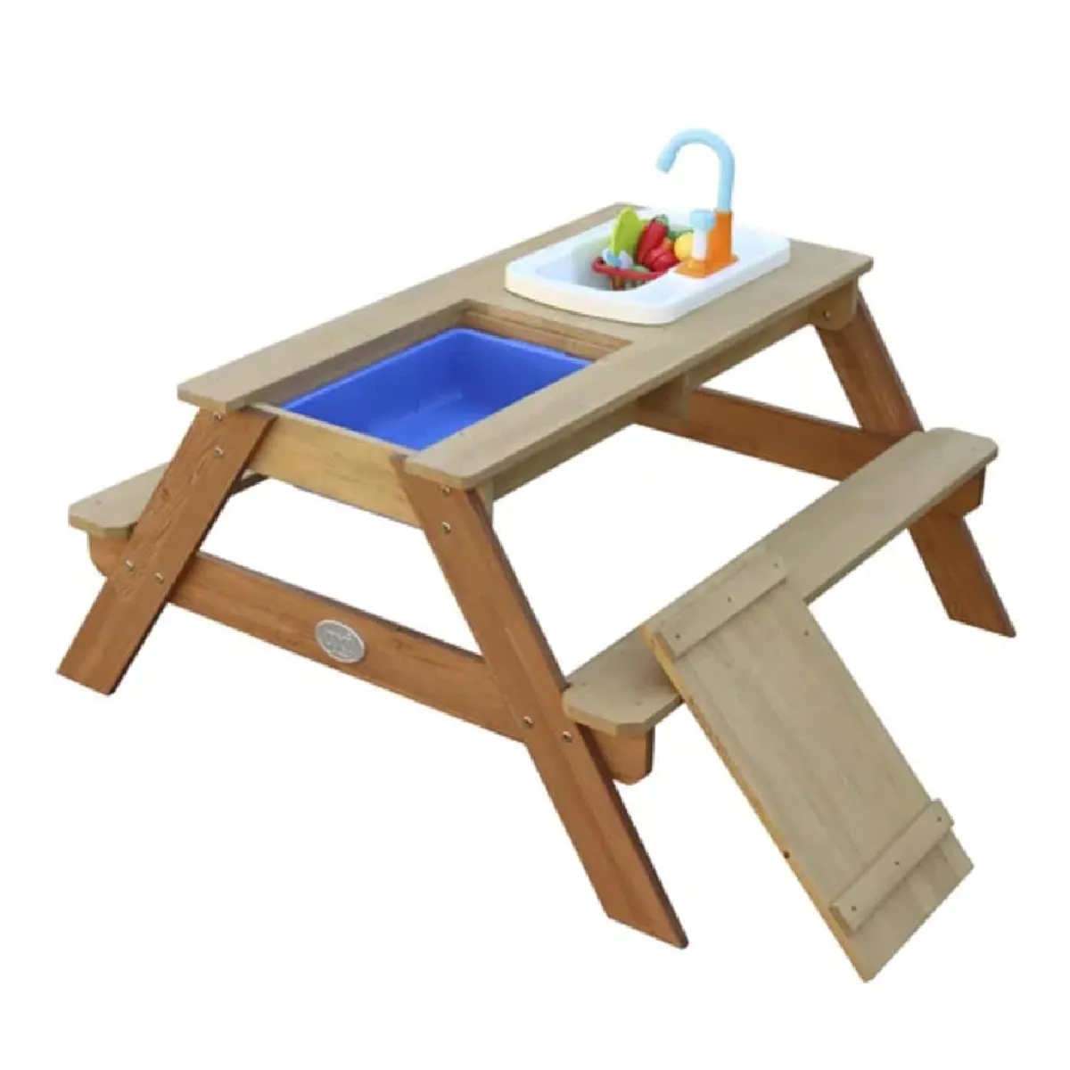 AXI Emily Table Sable et Eau en Bois Marron   Table d'eau avec couvercle, boîtes de rangement & jeu évier de cuisine   Table de Jeu Enfant à Eau pour le jardin