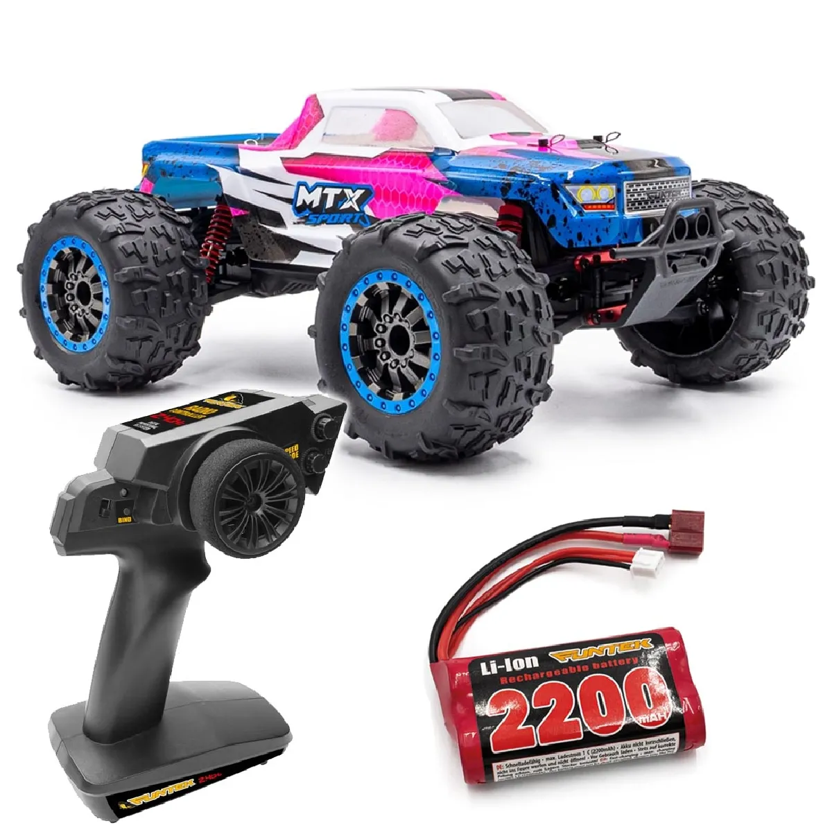 Voiture Télécommandée électrique Monster Truck MTX Sport Edition Rose Funtek RTR