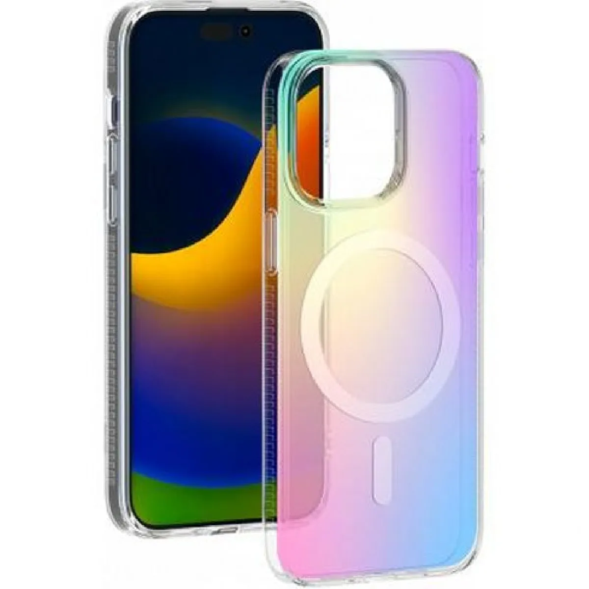 BigBen Connected Coque MagSafe Hybride aux Reflets Holographiques pour iPhone 15 Pro Max Multicolore