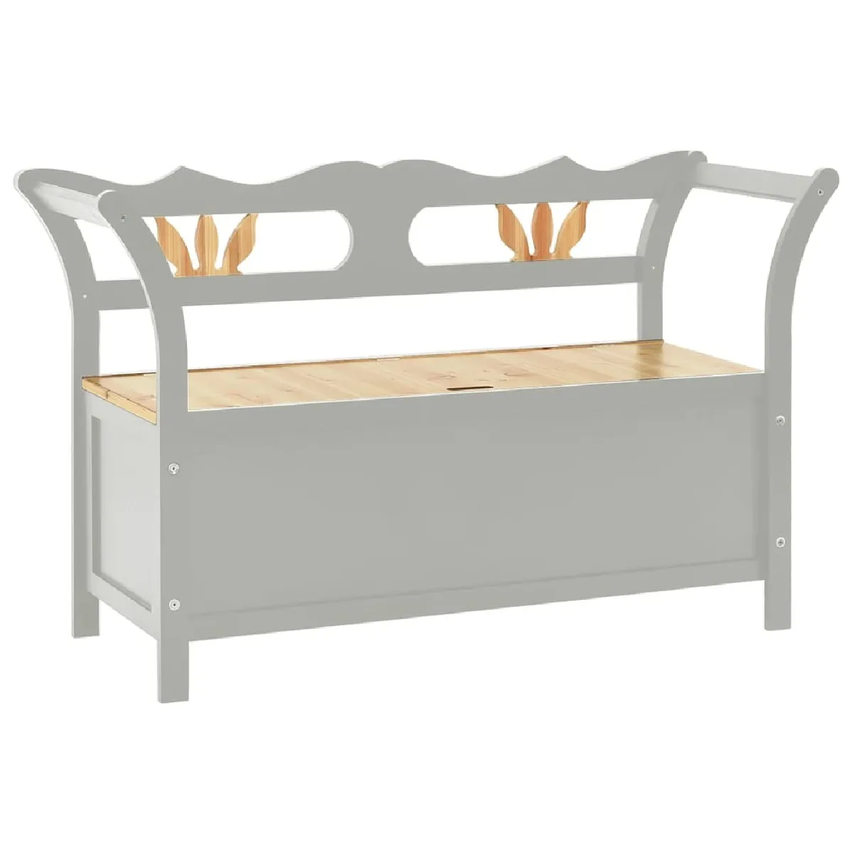 Banc banquette coffre de rangement meuble 107 x 45 x 75,5 cm bois de sapin solide gris 02_0010796