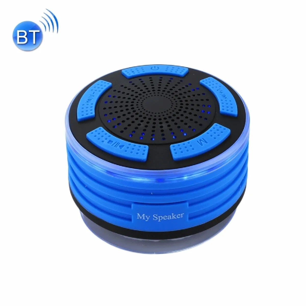 Enceinte Bluetooth d'intérieur Mini Portable IPX7 Étanche V4.0 Haut-Parleur Stéréo Lecteur MP3 avec LED Colorée et Ventouse, Micro Intégré, Radio FM, Distance: 10m