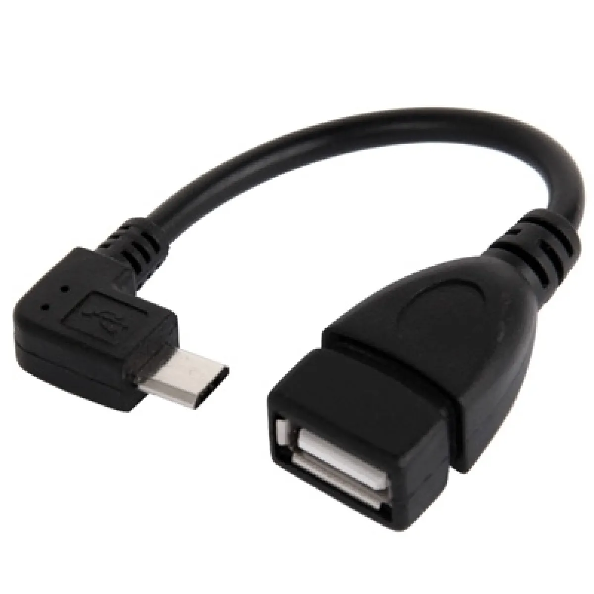 Adaptateur noir pour Samsung Galaxy S IV / i9500 / S III / i9300 / Note II / N7100 / i9220 / i9100 / i9082 / Nokia / LG / BlackBerry / HTC One X / Amazon Kindle / Sony Xperia etc. 13cm 90 degrés Micro USB mâle vers USB 2.0 Câble avec Fonction OTG,