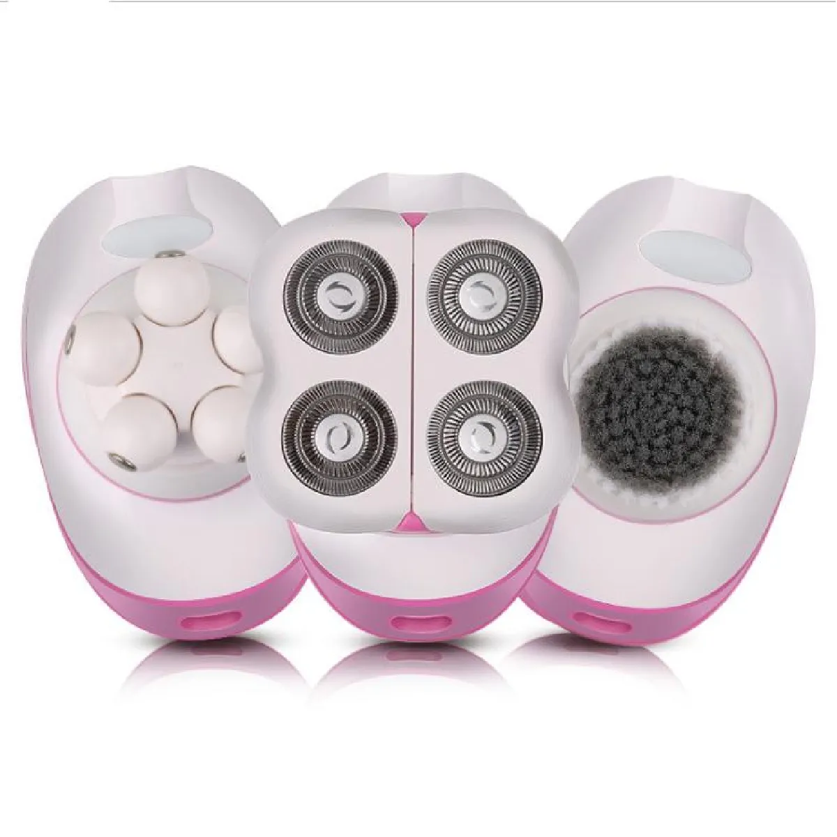 Rasoir électrique pour femmes Rasoir à eau indolore Epilation Rechargeable Forme du corps Massage du visage de Madame  (Rose)