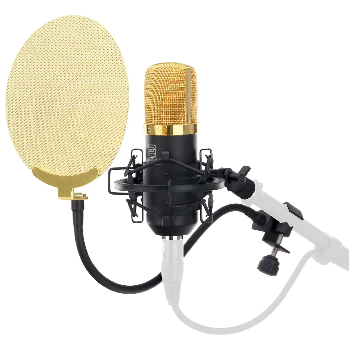 Pronomic CM-22S microphone à grande membrane SET incl. filtre anti pop en or