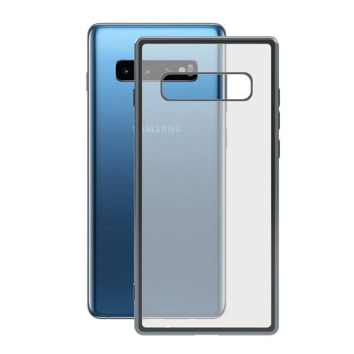 Coque de protection compatible Samsung Galaxy S10 Flex Metal TPU Transparent Gris Métallisé pas cher