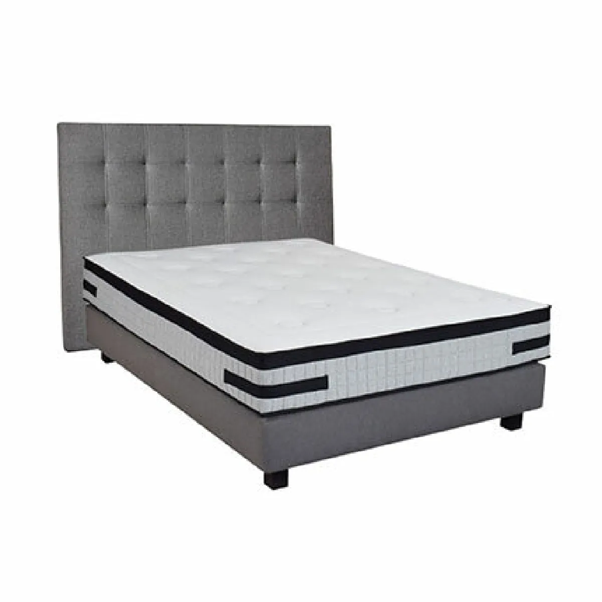 Ensemble matelas 140x190 + sommier + tête de lit gris CONFORTLUXE