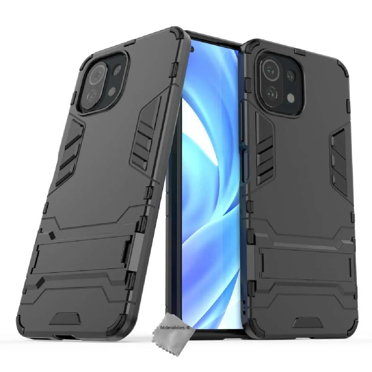 Coque rigide anti choc pour Xiaomi Mi 11 Lite 5G NE + film ecran - NOIR