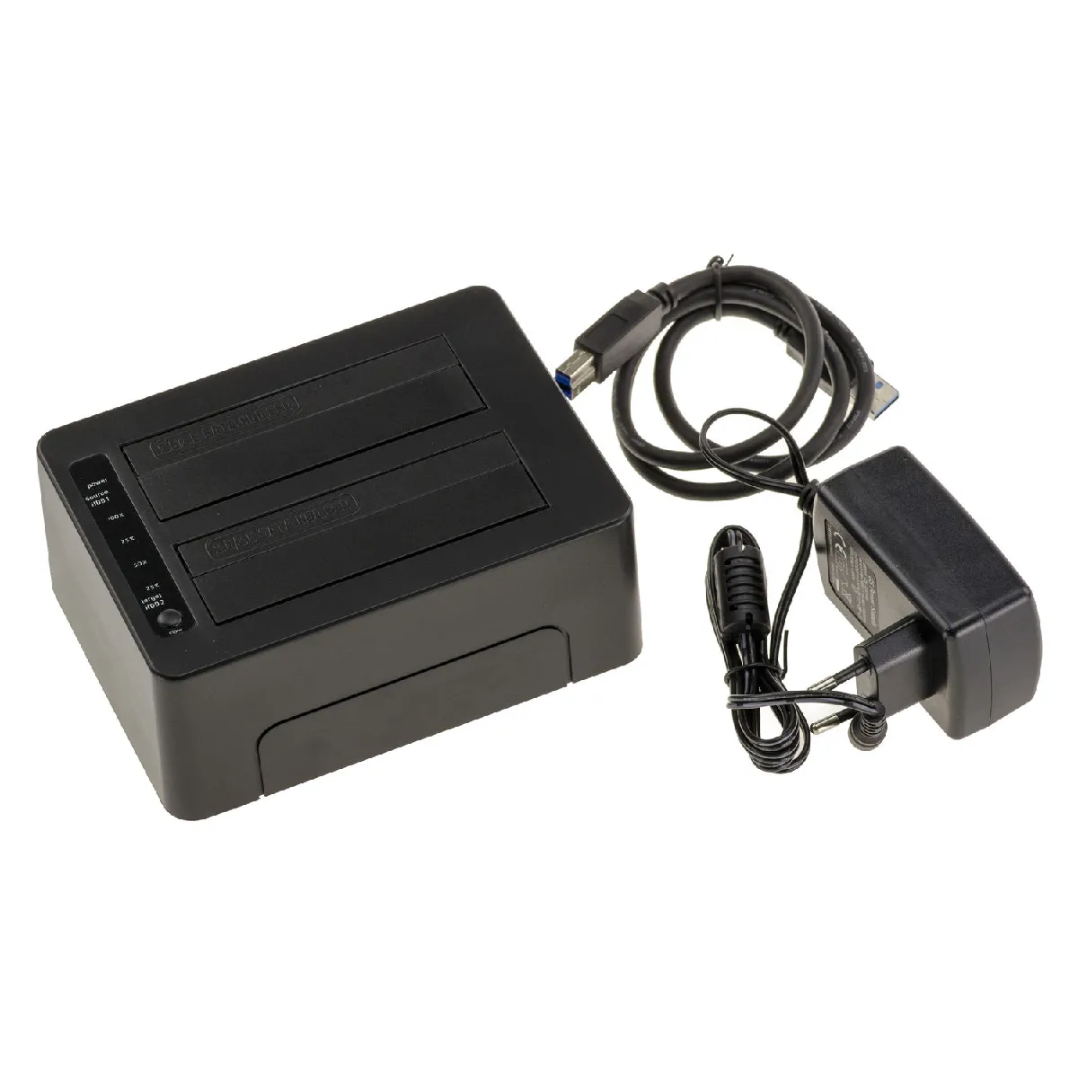 Docking Station. Dock pour 2 DISQUES SATA 2.5 ou 3.5 Liaison USB3 avec FONCTION CLONAGE. USB 3.0 5G, alimentation externe 3A.