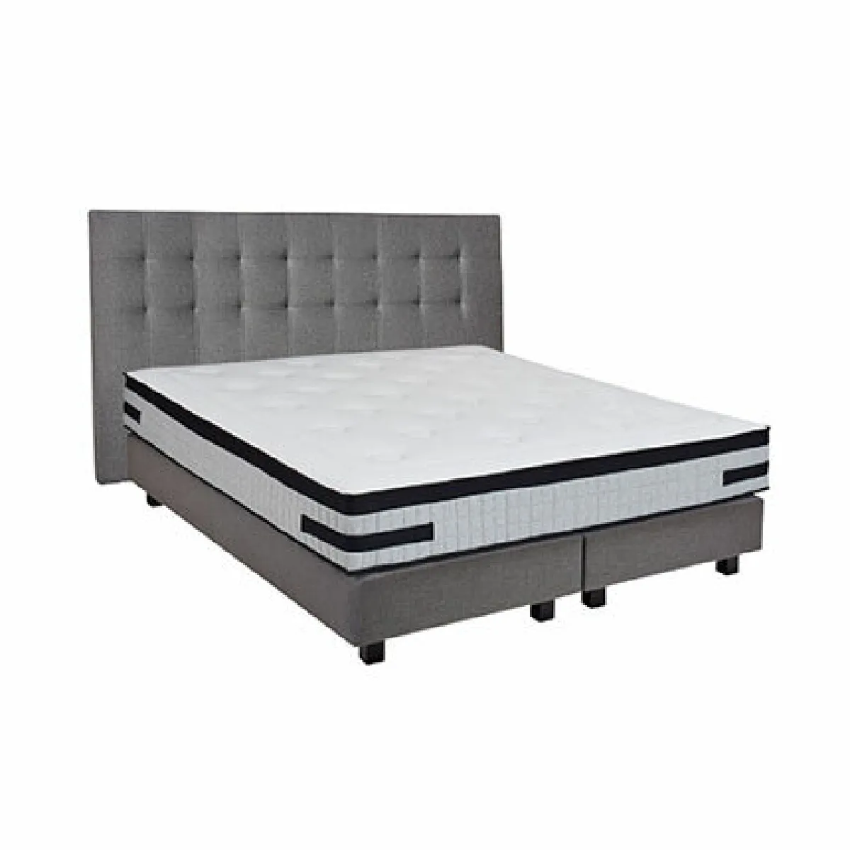 Ensemble matelas 160x200 + sommier + tête de lit gris CONFORTLUXE