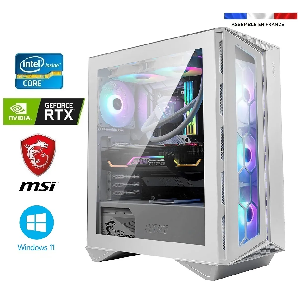 PC Gamer I7-13700KF - RTX 4080 16GO MSI GAMING - 32GO RAM - SSD 1To + HDD 4To - WIFI - MSI MPG Gungnir 110R White - Windows 11