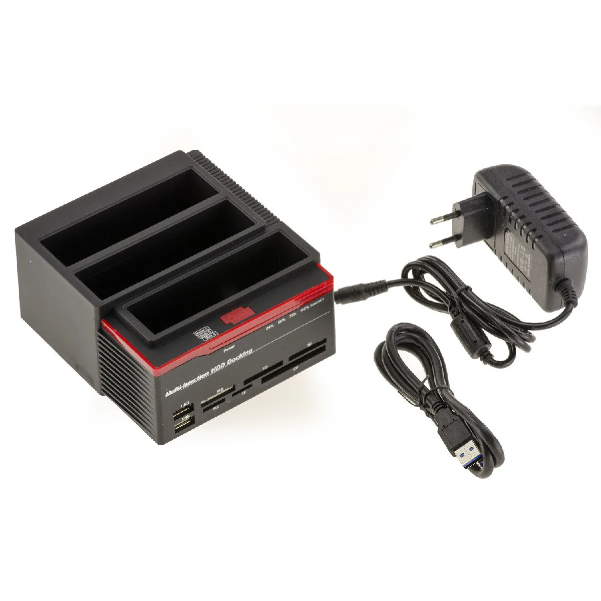 DOCKING STATION TRIPLE /// 2X SATA ET IDE 2.5 ET 3.5 /// vers USB 3.0 - HDD DOCK - FONCTION CLONAGE - Alimentation 3A