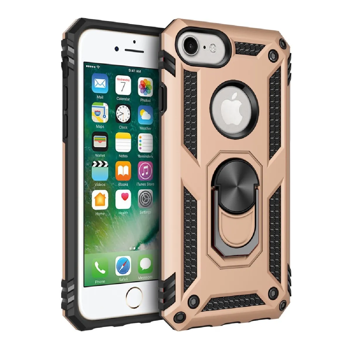 Coque en TPU armure hybride avec béquille or pour votre Apple iPhone 6/7/8 4.7 pouces