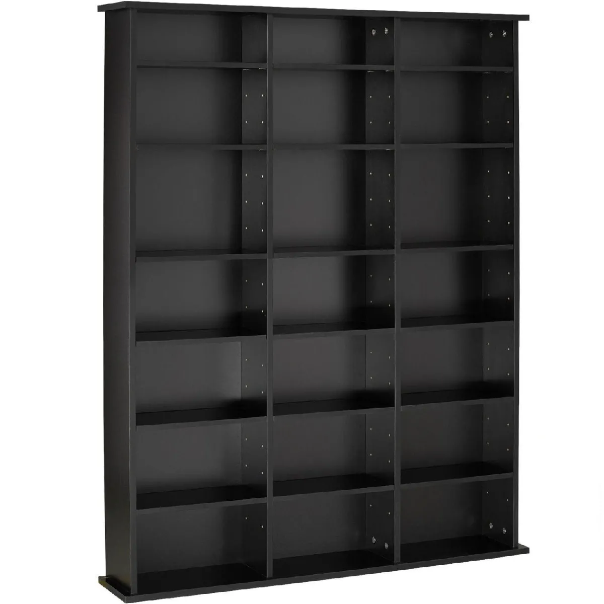 Armoire étagère bibliothèque rangement CD / DVD meuble de rangement 136,5 cm noir 08_0000229