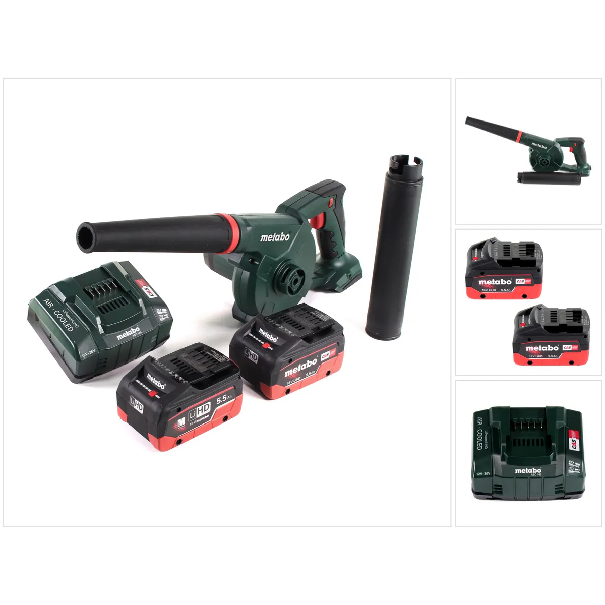 Metabo AG 18 Souffleur sans fil 18 V + 2x Batteries LiHD 5,5 Ah + Chargeur